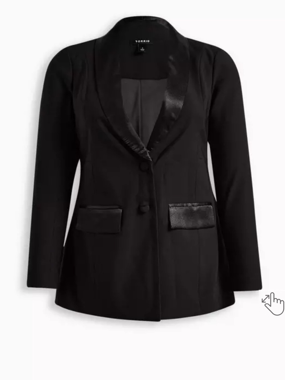 Torrid Black Satin-Trim Blazer Jacket